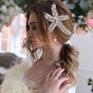 Vintage hair comp head piece wedding Tiara bling star flower leaf vine new Cz